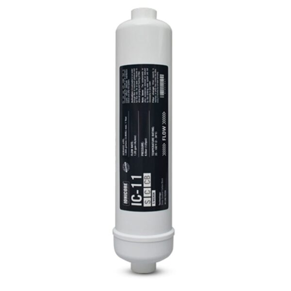 Filtro in Linea Ionicore IC 11SCCB carbon block al cocco batteriostatico 1:4″ NPT 2,5″x11″ – 5 micron