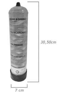 Misure Bombola Co2 Monouso 600gr M10x1